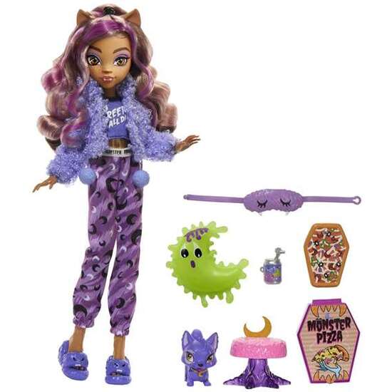 MUÑECA ARTICULADA MONSTER HIGH FIESTA DE PIJAMAS CLAWDEEN WOLF.INCLUYE MASCOTA Y ACCESOROS DE MODA. image 0