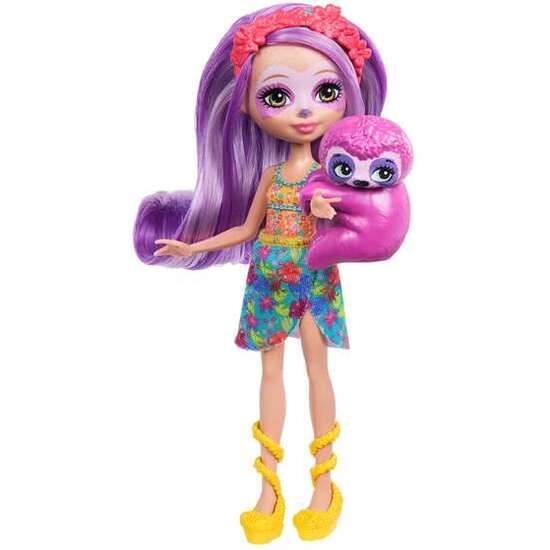 MUÑECA ENCHANTIMALS SUNSHINE ISLAND CON MASCOTA PEREZOSO MORADO 15 CM image 0