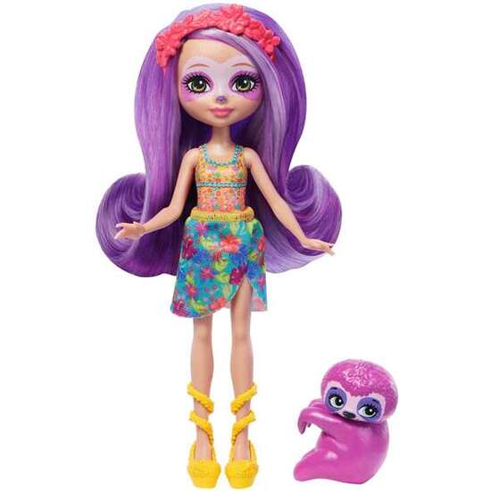 MUÑECA ENCHANTIMALS SUNSHINE ISLAND CON MASCOTA PEREZOSO MORADO 15 CM image 5