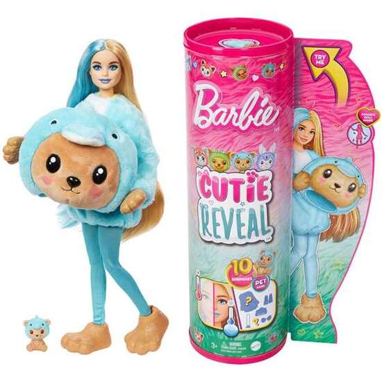 MUÑECA BARBIE CUTIE REVEAL SERIE DISFRACES OSITO DELFÍN. DISFRAZ ANIMAL DE PELUCHE Y 10 SORPRESAS. image 1