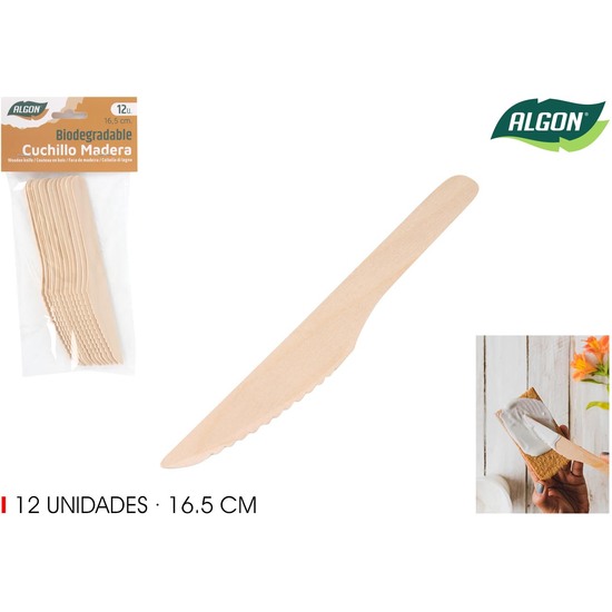 SET-12 CUCHILLO MADERA 16.5 CM ALGON image 0