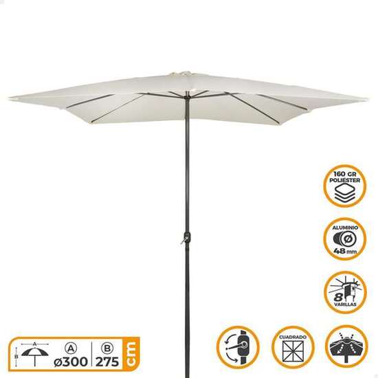 PARASOL 300X300 CM CON CHIMENEA Y MÁSTIL DE ALUMINIO 4,8 CM COLOR CREMA image 4