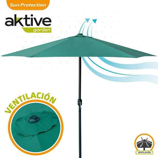 PARASOL 300 CM CON CHIMENEA Y MÁSTIL DE ALUMINIO 4,8 CM COLOR VERDE image 2