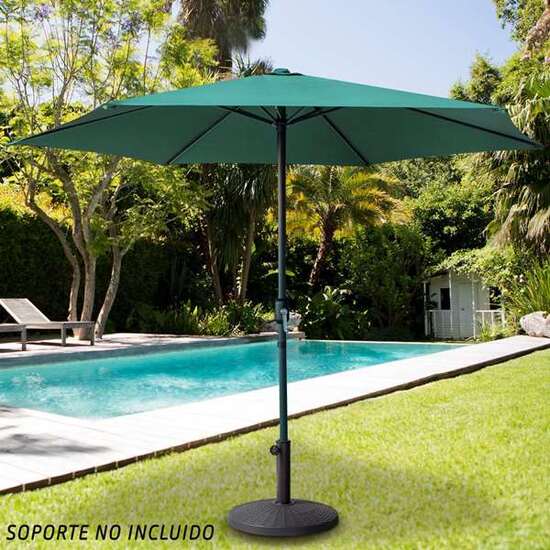 PARASOL 300 CM CON CHIMENEA Y MÁSTIL DE ALUMINIO 4,8 CM COLOR VERDE image 3