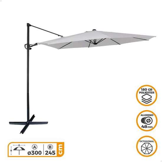 PARASOL EXCÉNTRICO 300 CM ROMA CON MÁSTIL DE ALUMINIO 4,8 CM COLOR ANTRACITA image 3