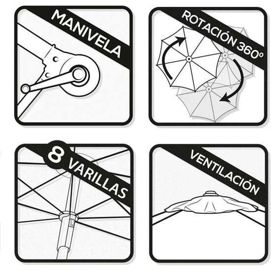 PARASOL EXCÉNTRICO 300 CM ROMA CON MÁSTIL DE ALUMINIO 4,8 CM COLOR ANTRACITA image 4