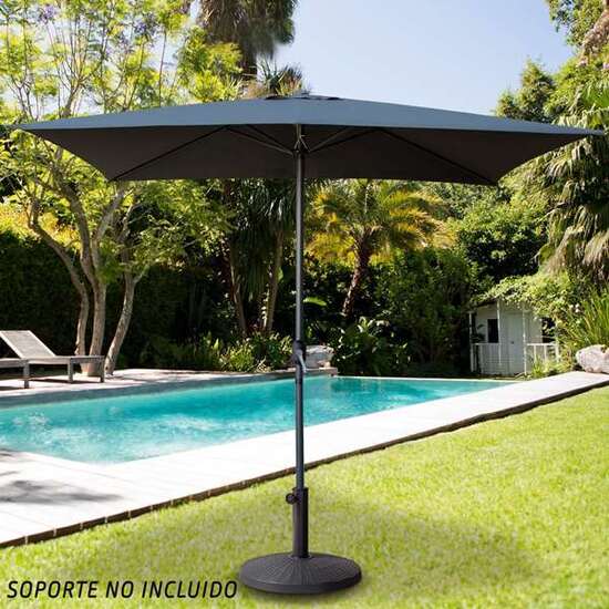 PARASOL 300X300 CM CON CHIMENEA Y MÁSTIL DE ALUMINIO 4,8 CM COLOR ANTRACITA image 3