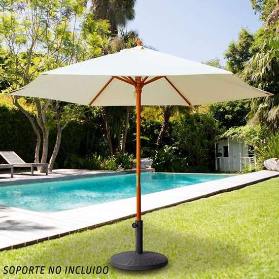 PARASOL 300 CM CON MÁSTIL DE MADERA 4,8 CM COLOR CREMA image 2