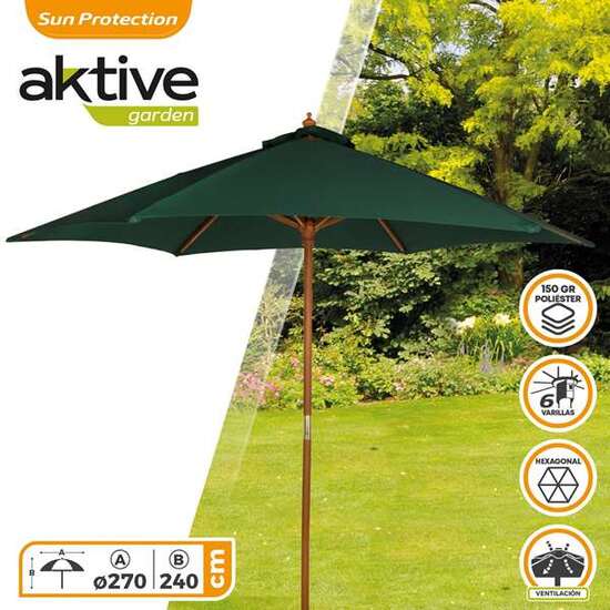 PARASOL 270 CM CON MÁSTIL DE MADERA 3,8 CM COLOR VERDE image 2