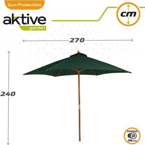 PARASOL 270 CM CON MÁSTIL DE MADERA 3,8 CM COLOR VERDE image 3