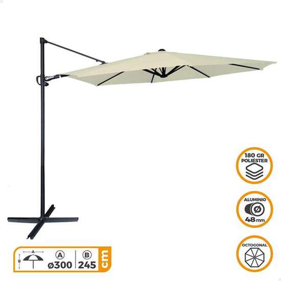 PARASOL EXCÉNTRICO 300 CM ROMA CON MÁSTIL DE ALUMINIO 4,8 CM COLOR CREMA image 3