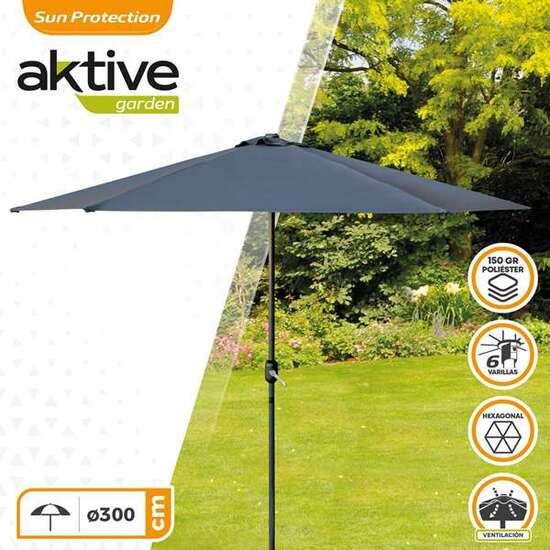 PARASOL 300 CM CON CHIMENEA Y MÁSTIL DE ALUMINIO 3,8 CM COLOR ANTRACITA image 3