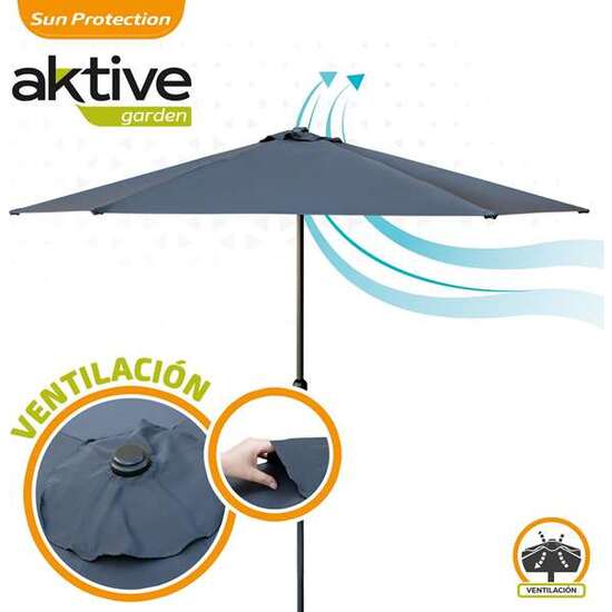 PARASOL 300 CM CON CHIMENEA Y MÁSTIL DE ALUMINIO 3,8 CM COLOR ANTRACITA image 4