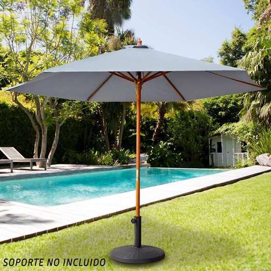 PARASOL 300 CM CON MÁSTIL DE MADERA 4,8 CM COLOR GRIS image 3