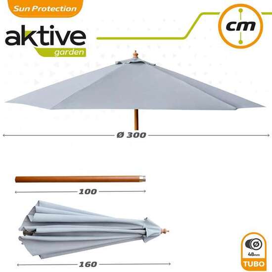 PARASOL 300 CM CON MÁSTIL DE MADERA 4,8 CM COLOR GRIS image 4