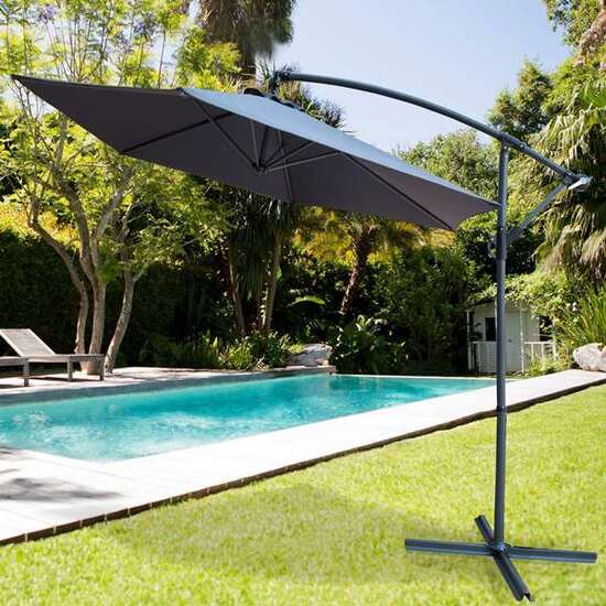 PARASOL EXCÉNTRICO 300 CM CON MÁSTIL DE ALUMINIO 4,2 CM COLOR GRIS image 2