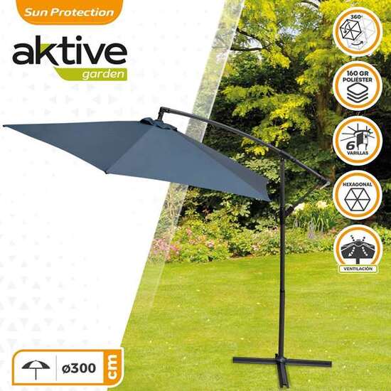 PARASOL EXCÉNTRICO 300 CM CON MÁSTIL DE ALUMINIO 4,2 CM COLOR GRIS image 3