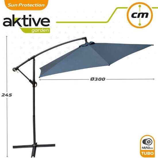 PARASOL EXCÉNTRICO 300 CM CON MÁSTIL DE ALUMINIO 4,2 CM COLOR GRIS image 5