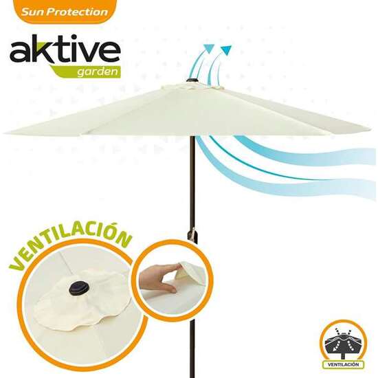PARASOL 270 CM CON CHIMENEA Y MÁSTIL DE ALUMINIO 3,8 CM COLOR CREMA image 3