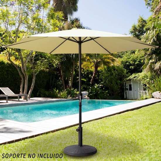 PARASOL 250 CM CON CHIMENEA Y MÁSTIL DE ALUMINIO 3,4 CM COLOR CREMA image 4