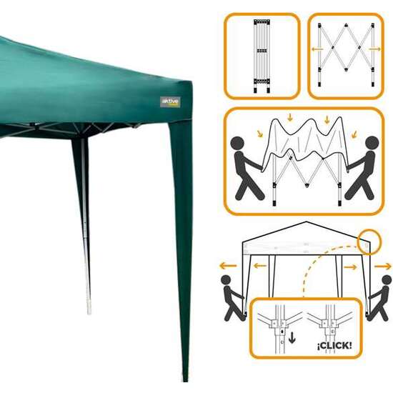 CENADOR PLEGABLE VERDE CON CHIMENEA MAX-AIR 300X300X250 CM image 5