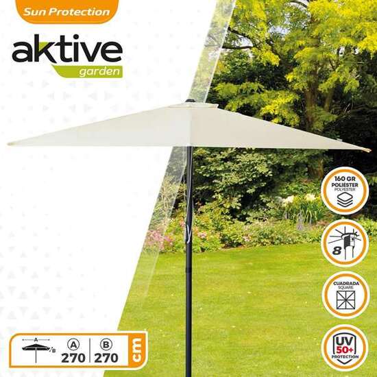 PARASOL DE TERRAZA CUADRADO 270X270 CM CON CHIMENEA Y MÁSTIL DE ALUMINIO 4,8 CM AKTIVE image 3