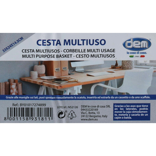 CESTA MULTIUSOS 33X24X14.5CM COLORS DEM image 4