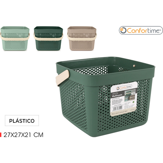 CESTA MULTIUSOS PLASTICO 27X27X21CM CONFORTIME image 0