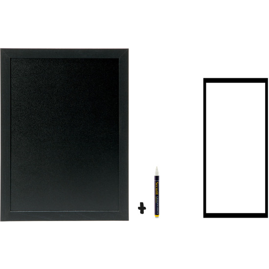 #-24- PIZARRA PARED NEGRA WOODY+MARCAD. TIZA LIQ. image 0