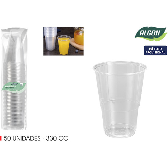 SET-50 VASO TRANSPARENTE 330CC ALGON image 0