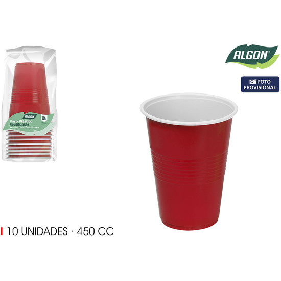 SET-10 VASO BICOLOR ROJO-BL 450 ALGON image 0