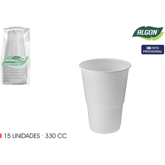 SET-15 VASO BLANCO 330CC ALGON image 0