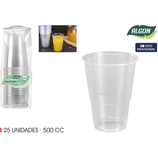 SET-25 VASO TRANSPARENTE 500CC ALGON image 0