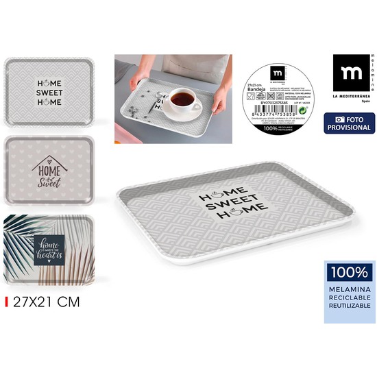BANDEJA MELAMINA 27X21CM 3-SURT. BRILLO MD image 0