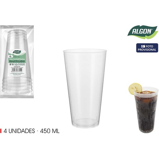 SET-4 VASO COCKTAIL 450ML ALGON image 0