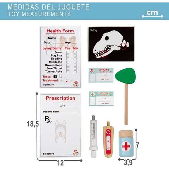 HOSPITAL VETERINARIO DE MADERA CON 17 PIEZAS 47,5X47,5X75,5 CM image 2