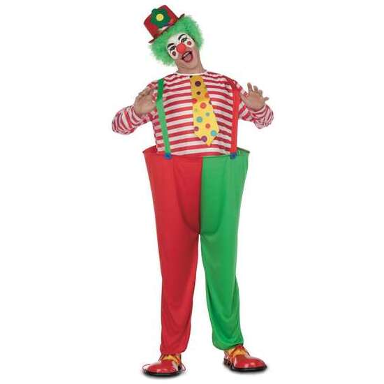 DISFRAZ PAYASO ARO CAMISETA CON CORBATA, PANTALONES CON TIRANTES Y ARO TALLA  M/L image 1