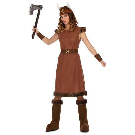 DISFRAZ VIKINGA ODIN SOMBRERO, VESTIDO, CINTURÓN, MUÑEQUERAS Y CUBREBOTAS TALLA  M/L image 0