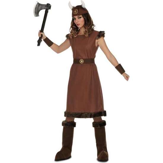 DISFRAZ VIKINGA ODIN SOMBRERO, VESTIDO, CINTURÓN, MUÑEQUERAS Y CUBREBOTAS TALLA  M/L image 1