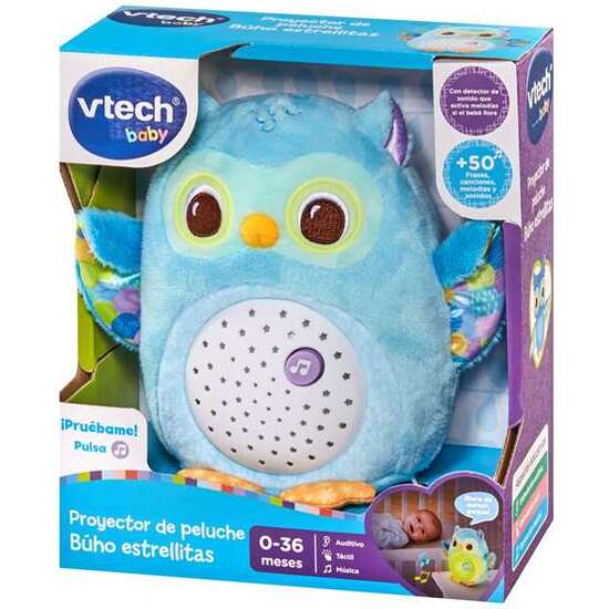 PROYECTOR DE PELUCHE BÚHO ESTRELLITAS CON MAS DE 30 MELODÍAS RELAJANTES. 18,8X10X21,6 CM image 0