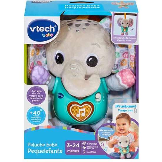 PELUCHE BEBÉ PEQUELEFANTE. CON DIVERTIDAS FRASES,CANCIONES Y MELODIAS. 15X8,9X19,1 CM image 0