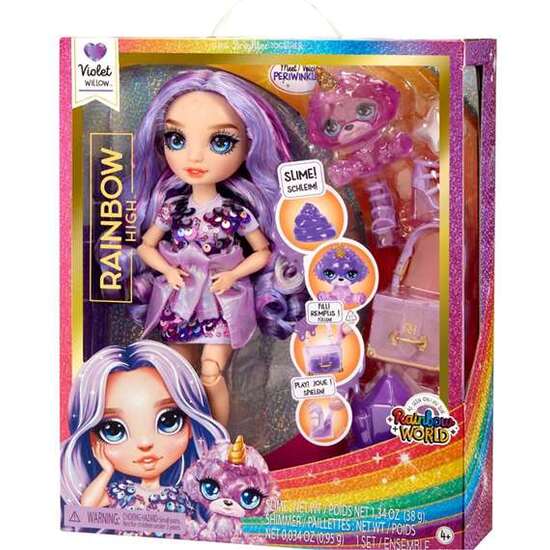 MUÑECA VIOLET ARTICULADA RAINBOW WORLD 22 CM. CON MASCOTA Y ACCESORIOS image 0