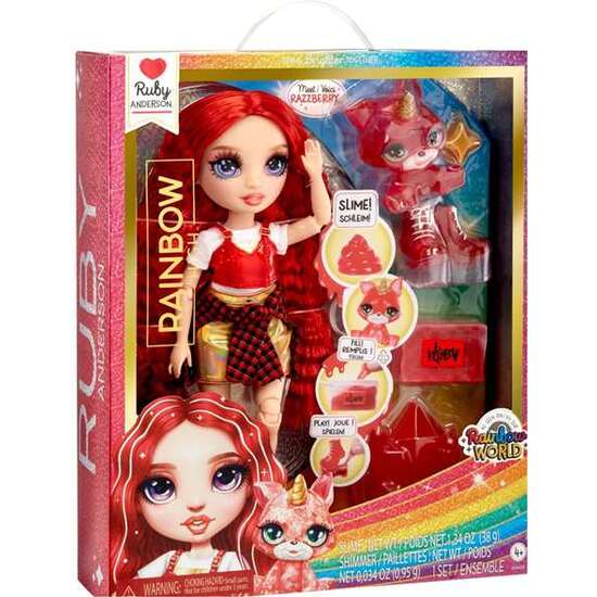 MUÑECA RUBY ARTICULADA RAINBOW WORLD 22 CM. CON MASCOTA Y ACCESORIOS. image 0