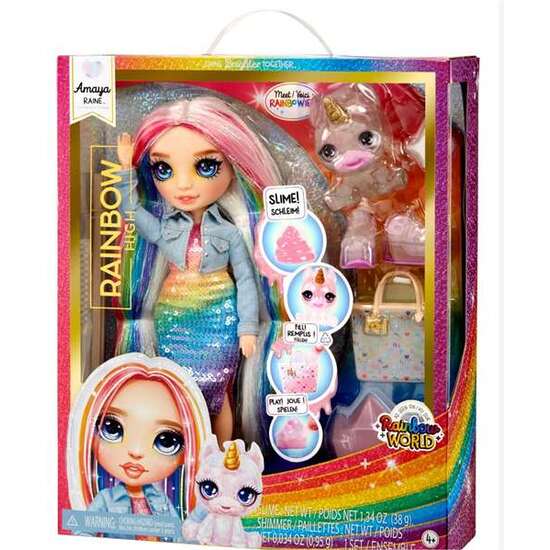 MUÑECA AMAYA ARTICULADA RAINBOW WORLD 22 CM. CON MASCOTA Y ACCESORIOS. image 0