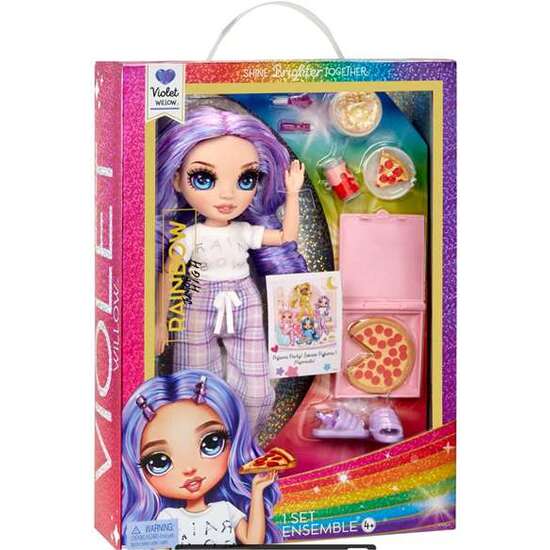 MUÑECA VIOLET RAINBOW HIG JUNIOR HIGH FIESTA DE PIJAMAS CON ACCESORIOS 22 CM image 0