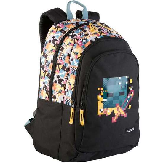 MOCHILA PRIMARIA MINECRAFT PIXEL ADAPTALBE A CARRO 44X30X20 CM image 0