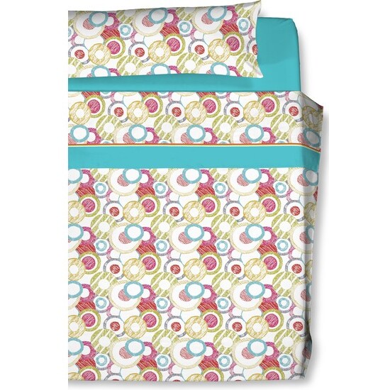 JUEGO DE SÁBANAS ESTAMPADO CARLA RUBINI 150CM TURQUESA image 0