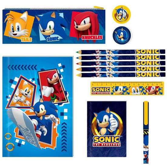 SET PAPELERÍA SONIC CON 12 ARTICULOS. 29.5 X 22 X 3 CM. image 1