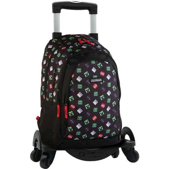 MOCHILA PRIMARIA  MINECRAFT TNT  + CARRO NEGRO T963 44 X 30 X 20 CM. image 0