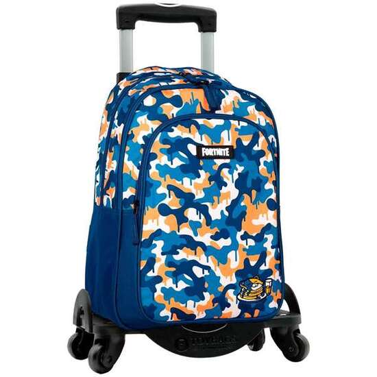 MOCHILA FORTNITE BLUE CAMO  ADAPTABLE. CARRO CON 4 RUEDAS GIRATORIAS. 42 X 32 X 20 CM. image 0